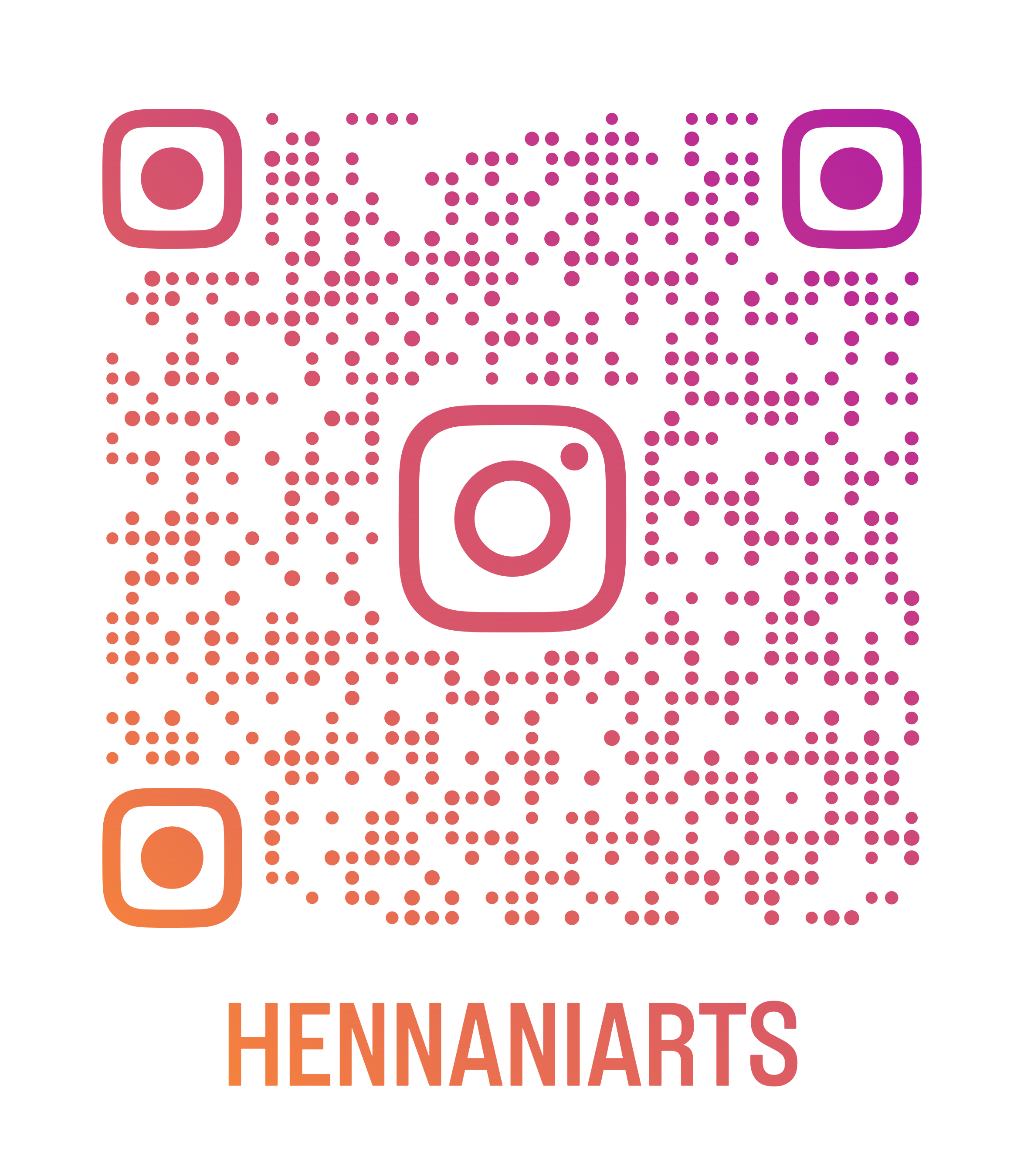 QR code linking to Hennani Arts Instagram